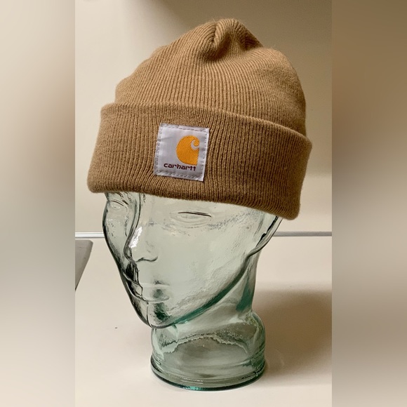 Adult Unisex One Size 100% Acrylic Cuffed CARHARTT Watch Cap Beige Tan Beanie - Picture 4 of 9